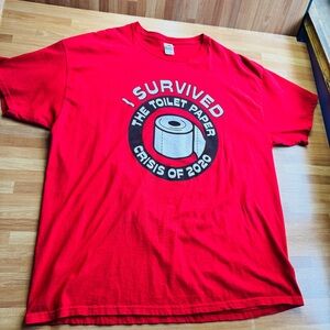 Toilet paper shortage Covid 2020 survival T-shirt red XL